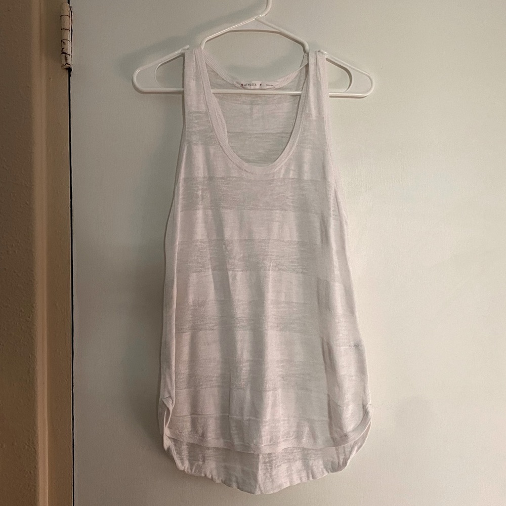 Athleta - White Striped Cotton Blend Tank Top - Size M